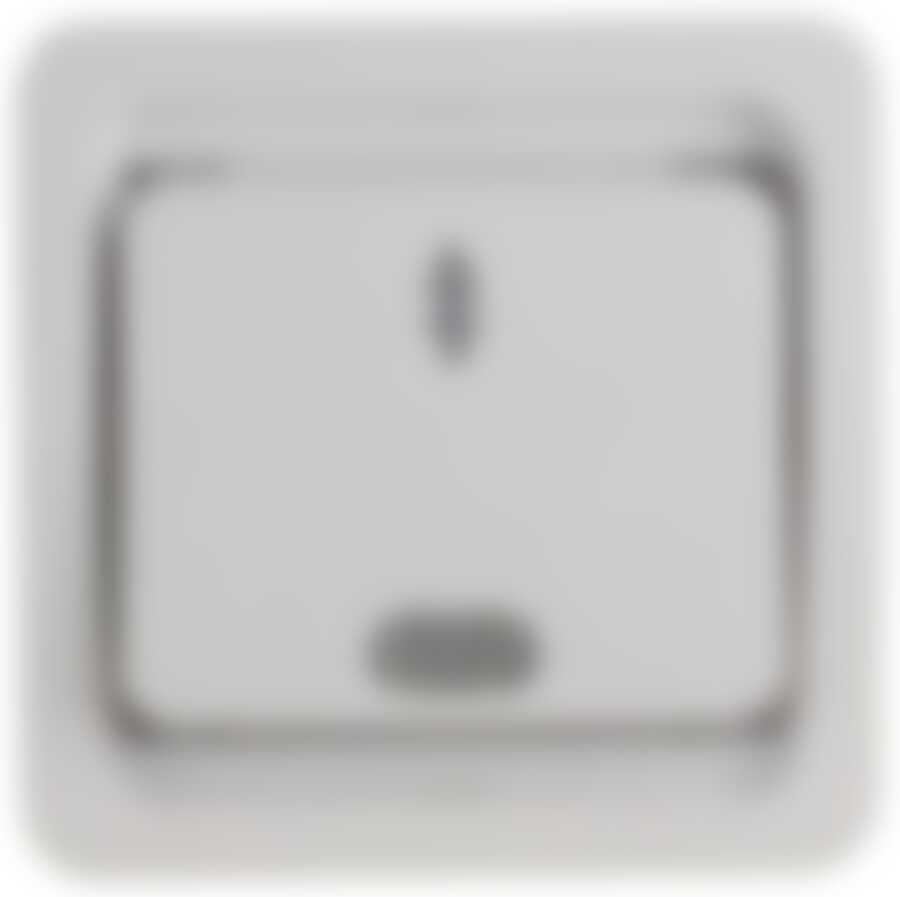 Выключатель СВЕТОЗАР "ГАММА" проходной одноклавишный, с подсветкой, цвет белый, 10А/~250В