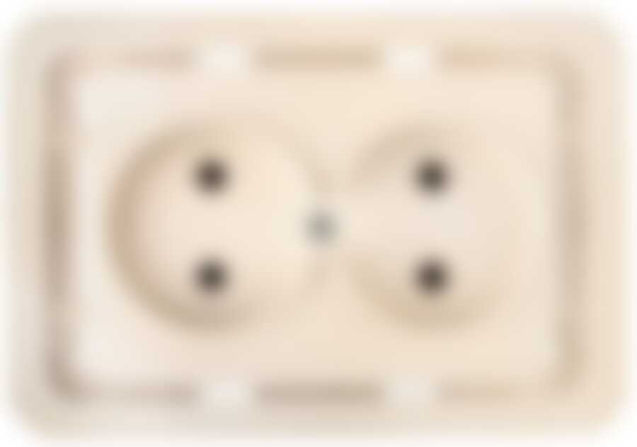 Розетка СВЕТОЗАР "ГАММА" двойная, цвет бежевый, 16А/~250В