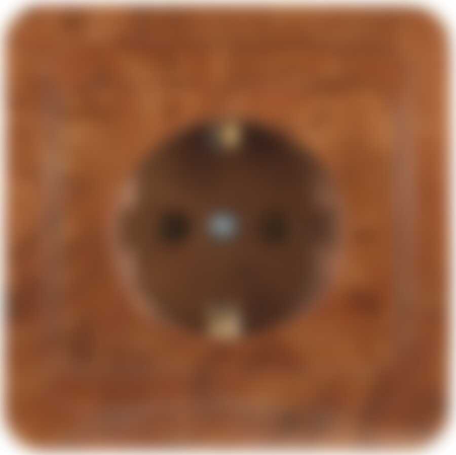 Розетка СВЕТОЗАР "ГАММА" с заземлением, одинарная, цвет орех,16А/~250В