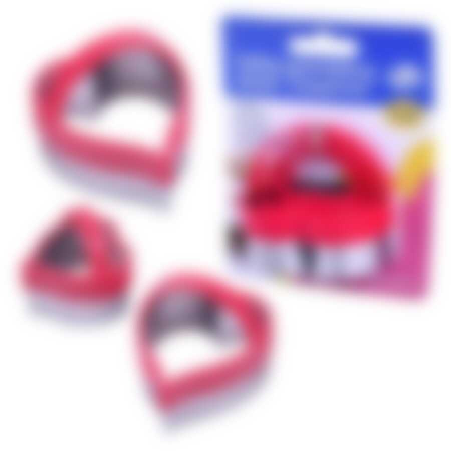 Набор кулинарных форм 3 шт "Сердечки" с пластиковыми ручками