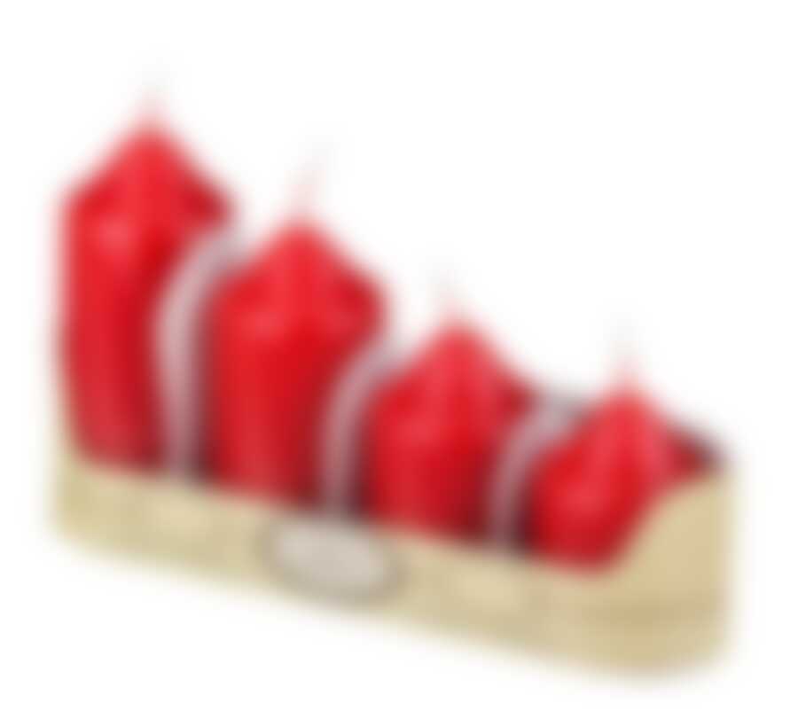 Набор свечей из 4 шт. 7/8/10/12*5 см. красный лакированный