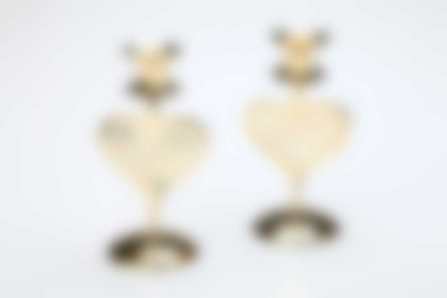 Комплект подсвечников из 2 шт." СЕРДЦЕ АЖУР" высота=17 см.латунь