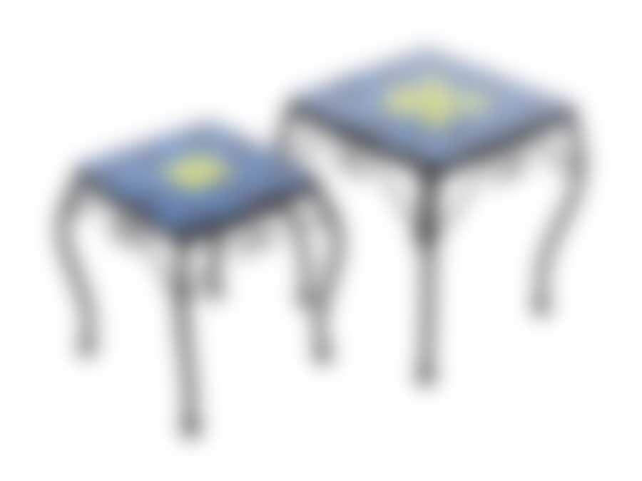 Подставка декоративная для цветочных горшков (двойная) 23*23*29/28*28*33см (металл, мозаика) (без подарочной упаковки)