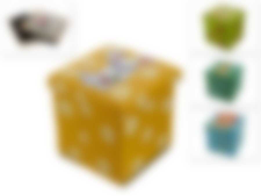 Пуф складной с отделением для хранения "Непоседы" 31,5*31,5*33,5см (4вида) (МДФ, внешнее покрытие: кожзам с напечатанным рисунком) (упаковочный пакет)