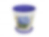 Горшки для цветов с поддонами, набор 3шт. "Лиловая гортензия" d=18/16/14см h=17/14/12см v=2300/1600/1000мл (конус) (без подарочной упаковки)