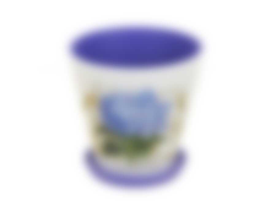 Горшки для цветов с поддонами, набор 3шт. "Лиловая гортензия" d=18/16/14см h=17/14/12см v=2300/1600/1000мл (конус) (без подарочной упаковки)