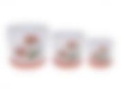 Горшки для цветов с поддонами, набор 3шт. "Полевые маки" d=16,5/13,5/11см h=14/11,5/9см v=1900/1100/500мл (белая упаковка)