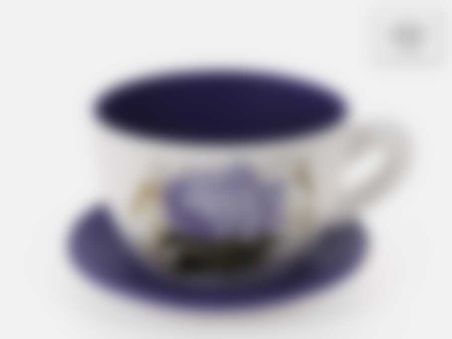 Горшок для цветов с поддоном "Лиловая гортензия" d=19,5см h=12,5см v=2100мл (белая упаковка)