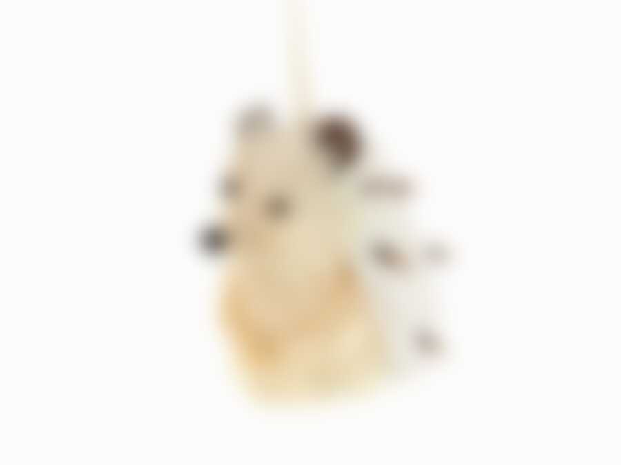 Украшение новогоднее (подвесное) "Белый ежик" 7*7*8см (пенопласт, сизаль, природные материалы) (упаковочный пакет с хедером)