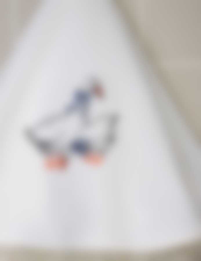 Полотенце d=75см круглое кухонное "ГУСИ" вафельное, белое