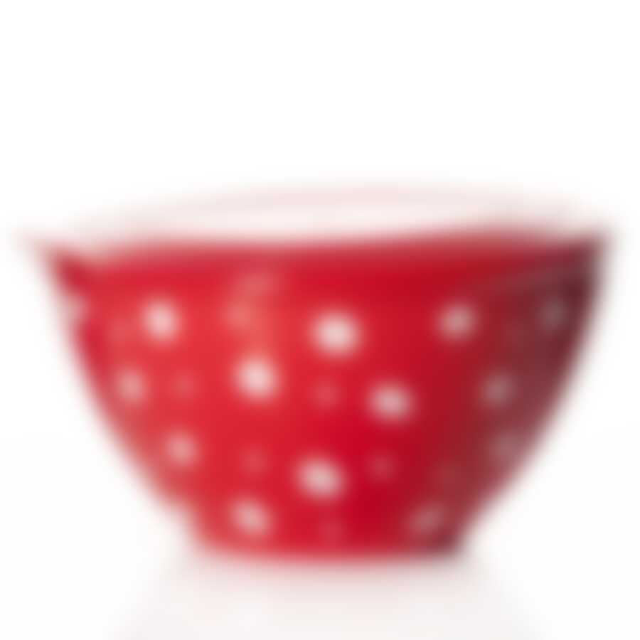 Салатник с крышкой "Горошек", объем 1,45 л (цвет красно-белый)