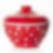 Сахарница с крышкой "Горошек", объем 0,5 л (бело-красная)