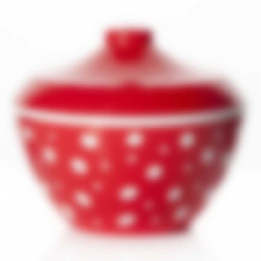 Сахарница с крышкой "Горошек", объем 0,5 л (бело-красная)