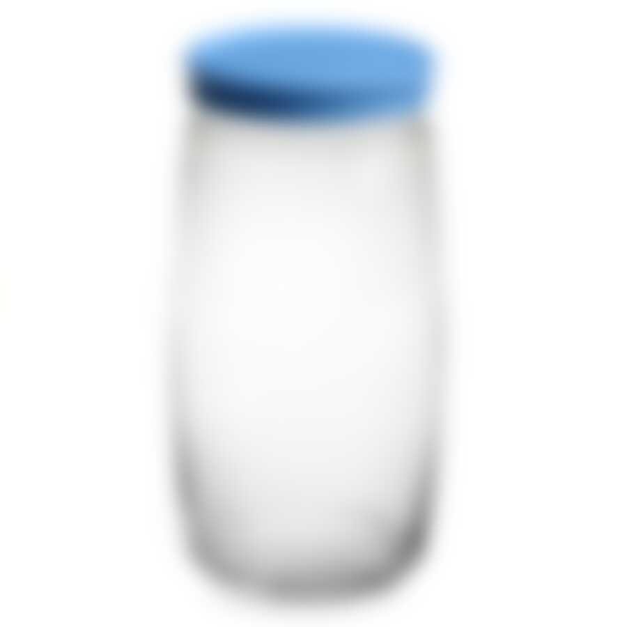 Банка для сыпучих продуктов Pasabahce "Cesni", с крышкой, цвет: голубой, прозрачный, 1500 мл