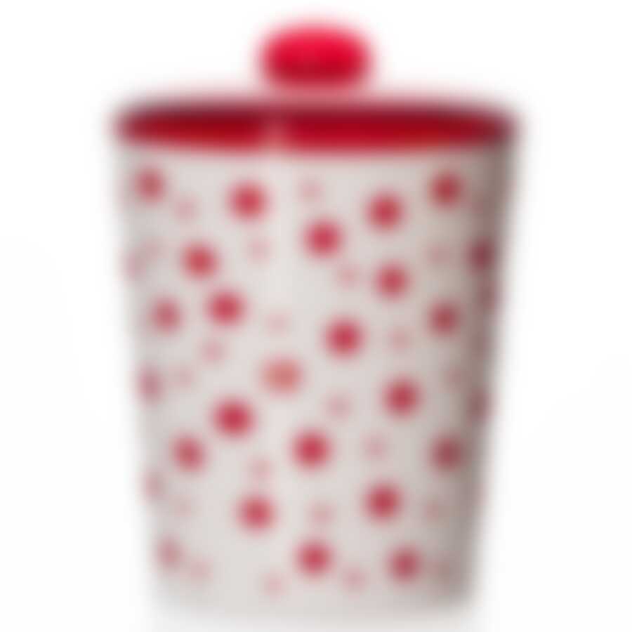 Банка с крышкой "Горошек", объем 2 л (цвет красный с белым)