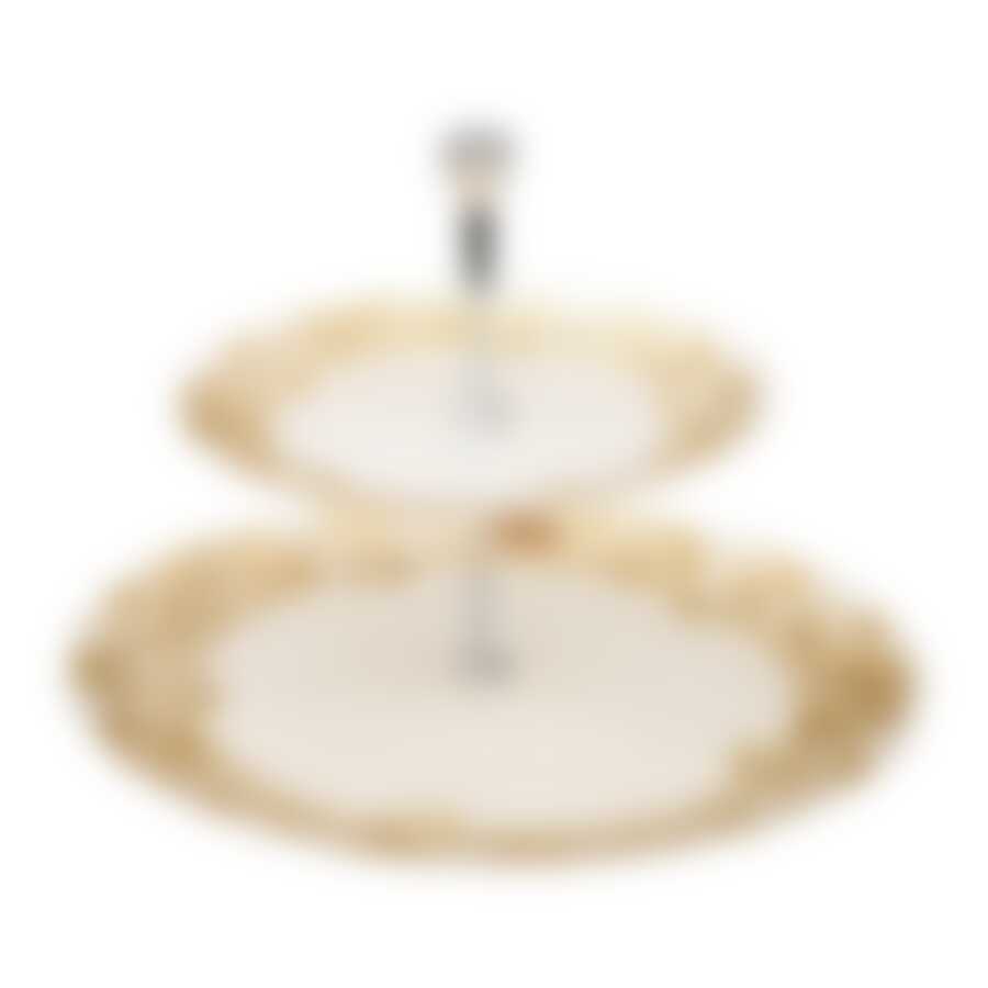 Фруктовница 2-х ярусная "Бисквит", высота 23,5 см