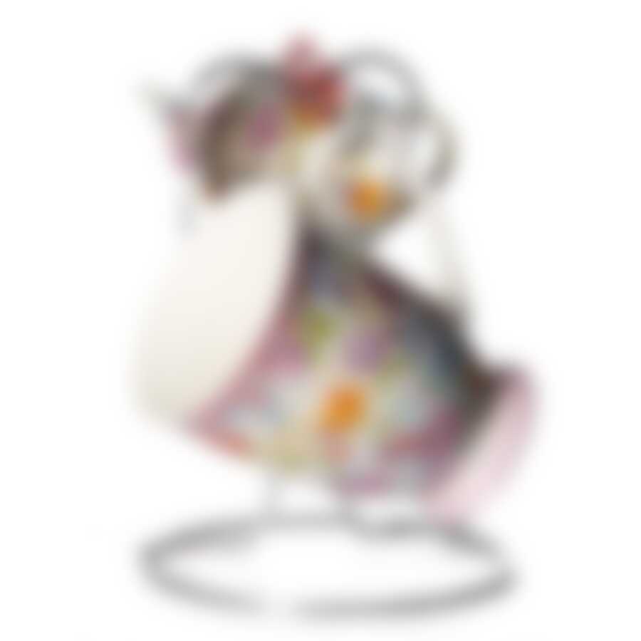 Кружка фарфоровая с подставкой для чайных пакетиков "Разноцветные тюльпаны", объем 256мл (на металлической подставке)(костяной фарфор)(подарочная уп.)