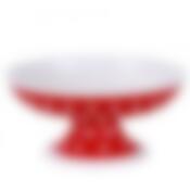 Ваза на ножке, диаметр 190 мм, высота 90 мм (белый горошек на красном фоне)