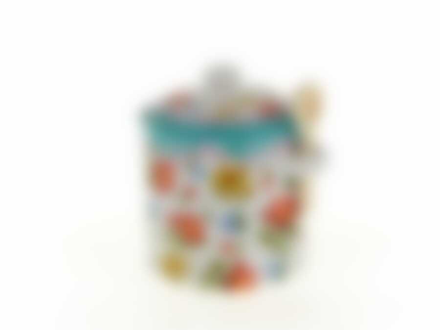 Банка для сыпучих продуктов + ложка "Цветочная поэма" d=11см h=14см v=700см ложка l=8см (подарочная упаковка)