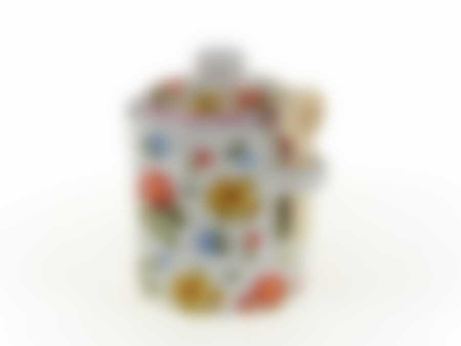 Банка для сыпучих продуктов + ложка "Цветочная поэма" d=9,5см h=14см v=550см ложка l=8см (подарочная упаковка)