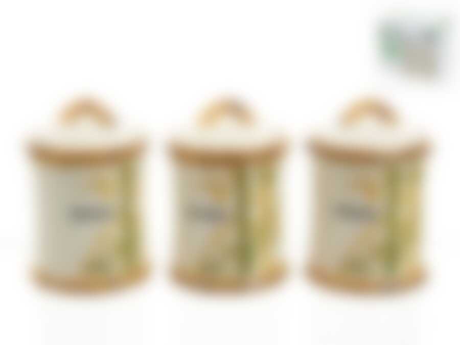 Банки для сыпучих продуктов, набор 3шт. "Bamboo" d=7см h=10см v=200мл (подарочная упаковка)