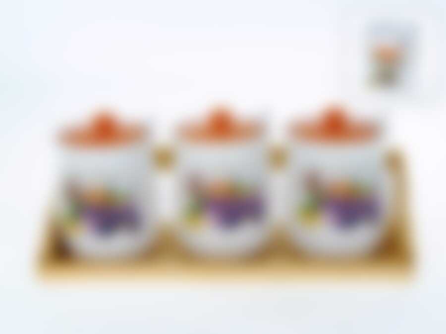 Банки для сыпучих продуктов, набор 3шт. + ложки "Прованс" d=9см h=11,5см v=350см (29*11*13см