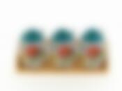 Банки для сыпучих продуктов, набор 3шт. + ложки "Цветочная поэма"d=8см h=12,5см v=350см (28*10*13,5см ложка-L=12,5см)(на дер.подст.)(фигурн.)(под.уп.)