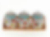 Банки для сыпучих продуктов, набор 3шт. + ложки "Цветочная поэма"d=9см h=14см v=500см (32,5*11*15,5см ложка-L=12,5см)(на дер.подст.)(фигурн.)(под.уп.)