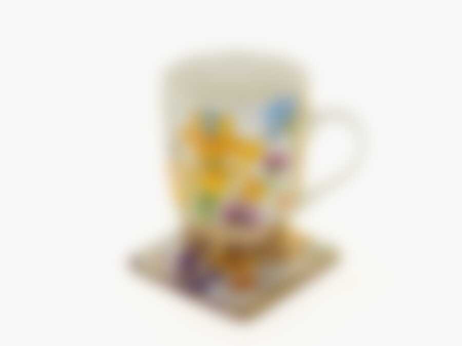 Кружка фарфоровая с костером "Ирис" v=341мл (костяной фарфор, пробка) (блистер)