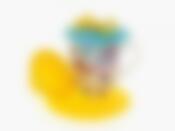 Кружка фарфоровая с крышкой, ситечком для заварки на подставке "Версаль" v=341мл (костяной фарфор, силикон) (блистер)