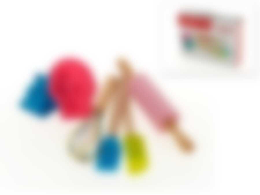 Набор для выпечки 6пр. "Мороженое" (форма для выпечки 2шт., скалка, венчик, лопатка и кисть) 25*7*19см (дерево, силикон, пластик)(подарочная упаковка)