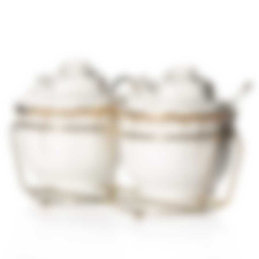 Набор "ЦВЕТОЧНАЯ СИМФОНИЯ": 2 сахарницы + 2 ложки на метал.подставке