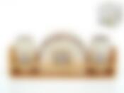 Специи, набор 2пр. + салфетница "Розовый ирис" 23*6,5*9,5см (на деревянной подставке) (подарочная упаковка)