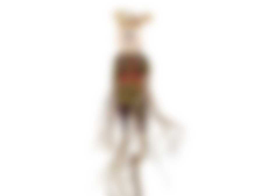 Украшение декоративное для сада (штекер садовый) "Пугало" 23*7*86см l=147см (хлопковая ткань, бамбук, поролон, пластик, солома) (без подарочной упак.)