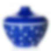 Сахарница с крышкой "Горошек", объем 0,5 л (бело-синяя)