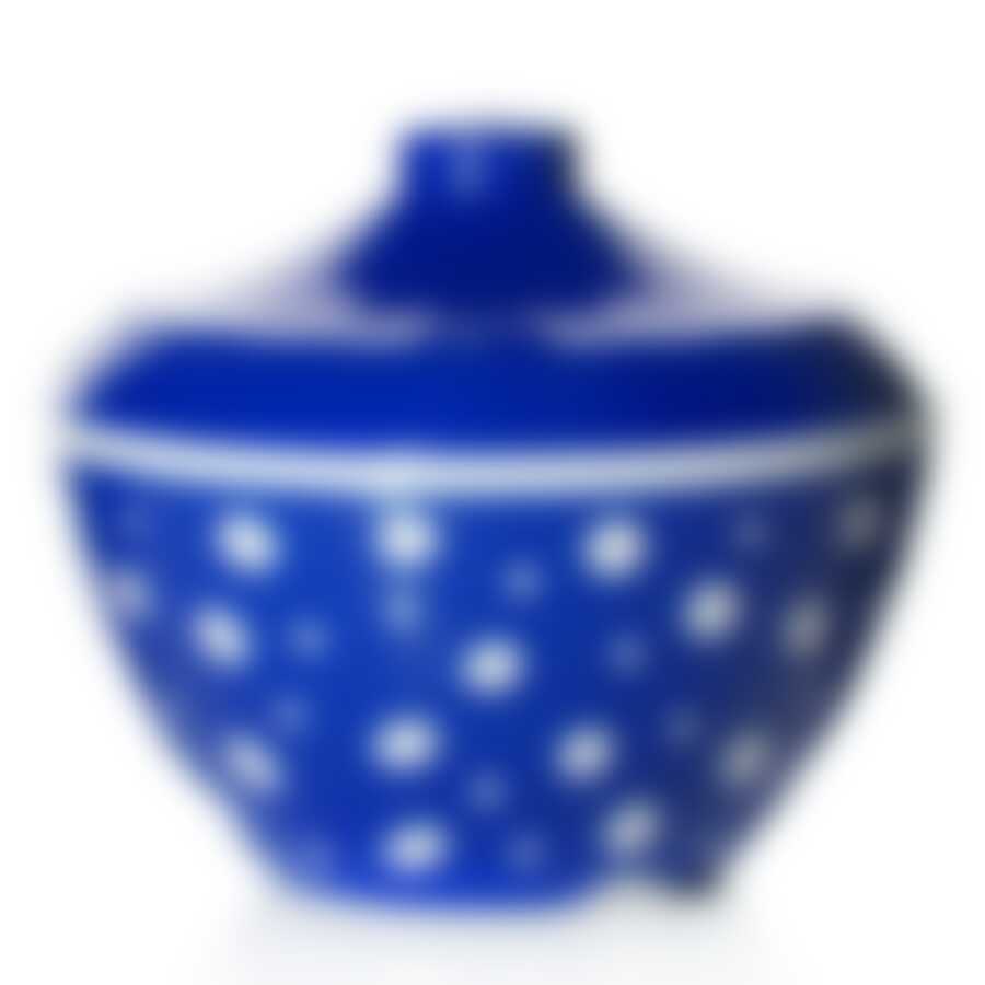 Сахарница с крышкой "Горошек", объем 0,5 л (бело-синяя)