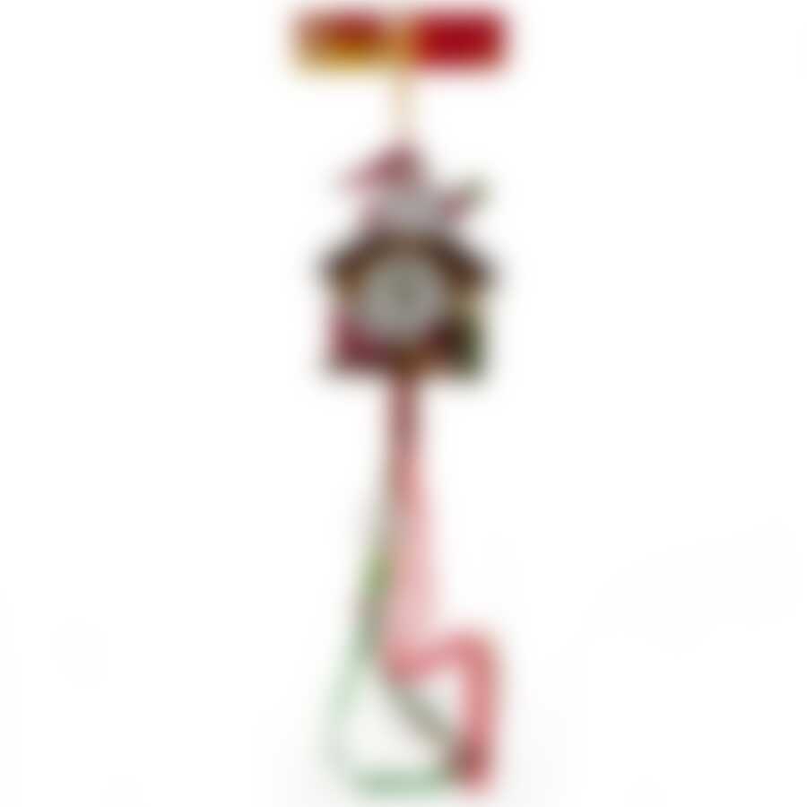 Украшение новогоднее подвесное House & Holder "Дед Мороз и часы", длина 60 см