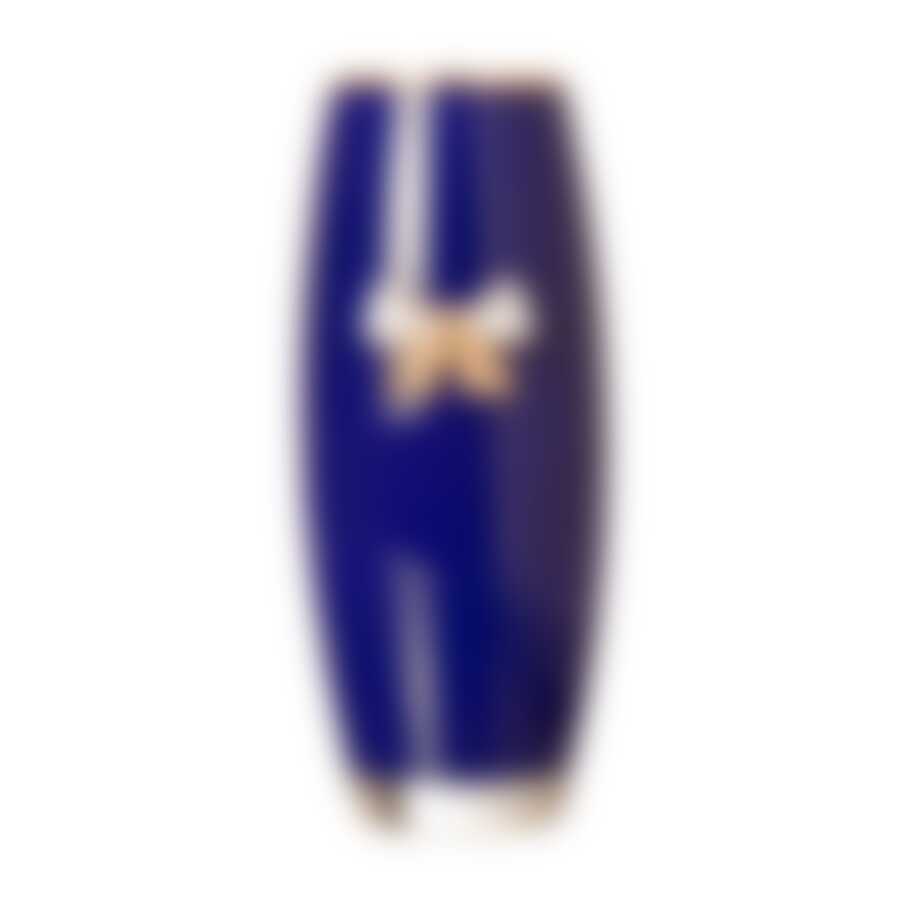 Ваза Pasabahce Flora синяя, отводка золото, 26 см