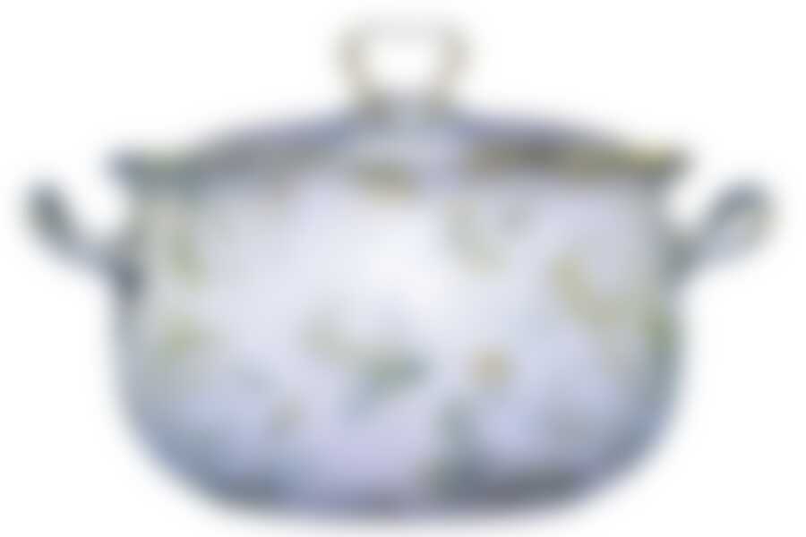 Кастрюля 5,7л со стеклянной крышкой Белая роза