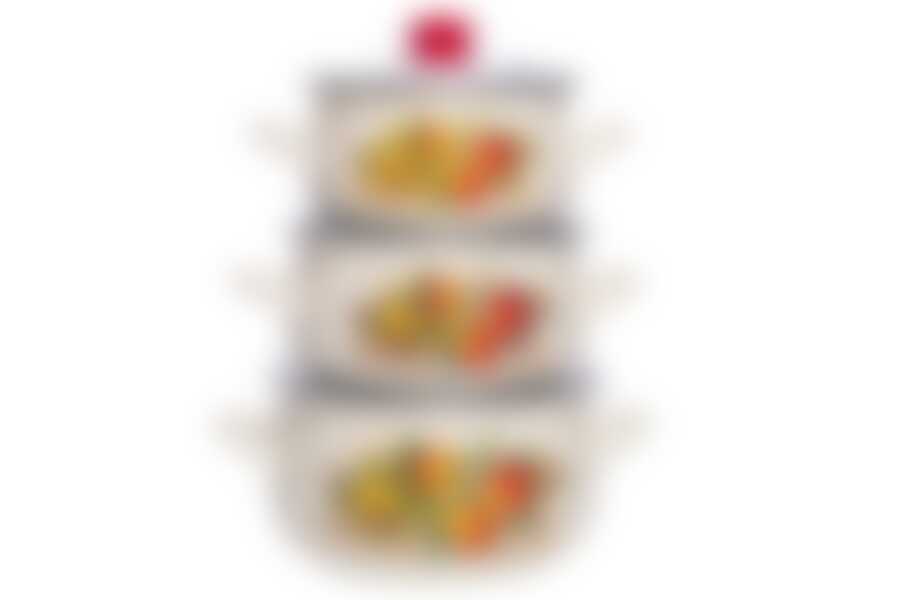 Набор 3 предмета со стеклянной крышкой Яблоки