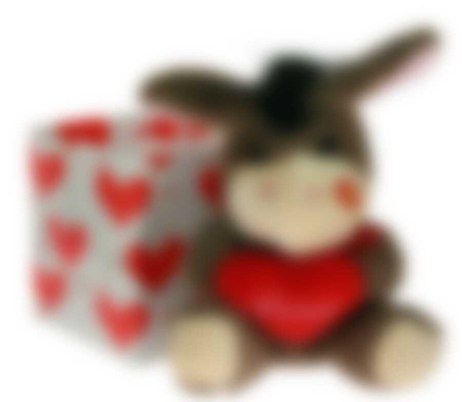 Игрушка мягкая-сувенир "Ослик-Валентинка" 10см (1 шт)