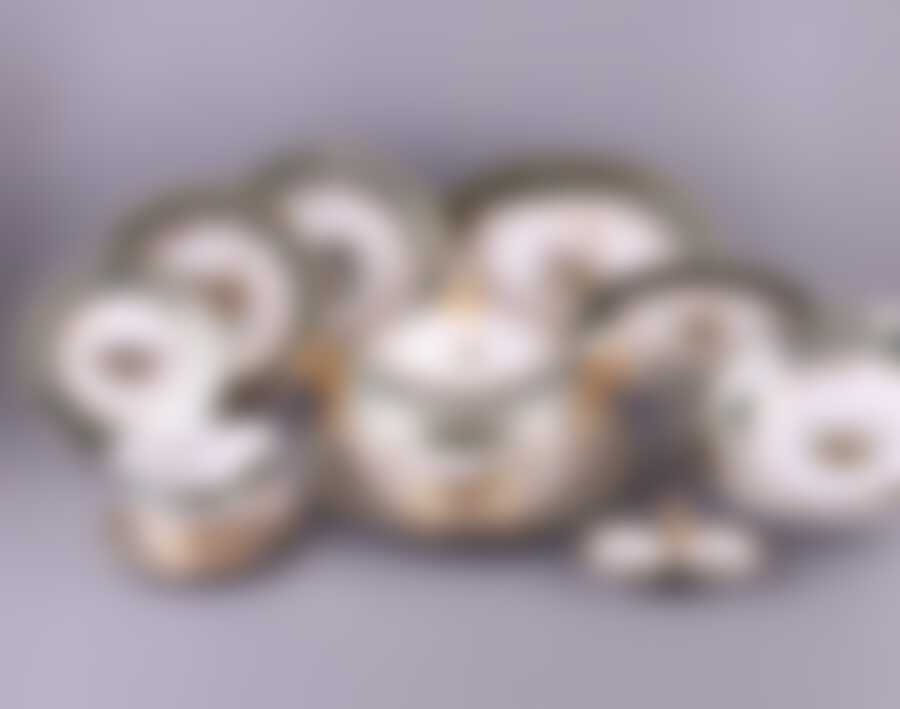 Столовый сервиз на 6 персон Moritz Zdekauer  "Охота Зеленая", 26 предметов