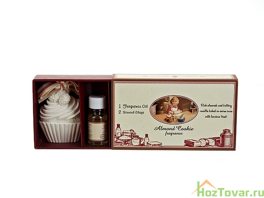 Подарочный набор 3пр."Cookies"(ароматизированная подвеска 2шт.,ароматизатор для помещений v=10мл) с ароматом миндального печенья (15,5*9*4см)(под.уп.)