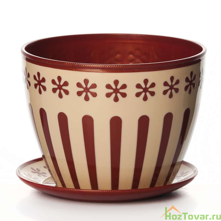 Горшок цветочный с поддоном Валенсия 1,7 л (мед. - беж.)