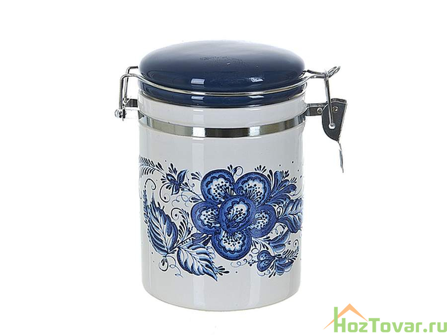 Банка для сыпучих продуктов (клипс) "Орнамент" d=10см. h=15см. v=600мл. (подарочная упаковка)