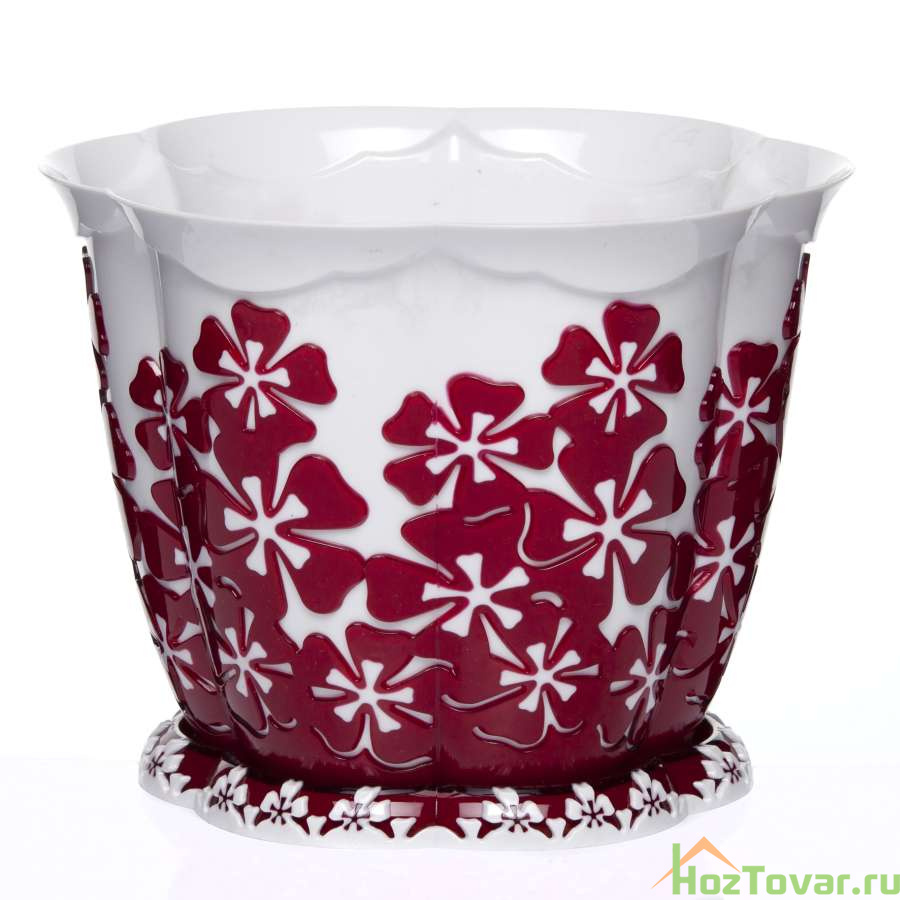 Горшок цветочный с поддоном Камелия (красный) 3 л