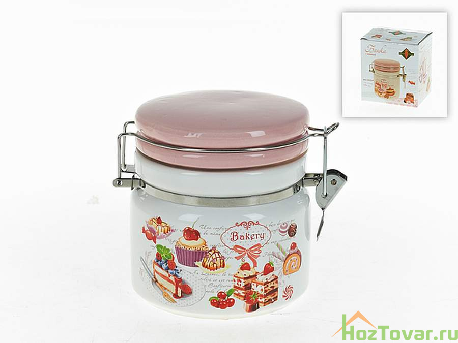 Банка для сыпучих продуктов (клипс) "Бисквит" d=10,5см h=12см v=600мл (подарочная упаковка)