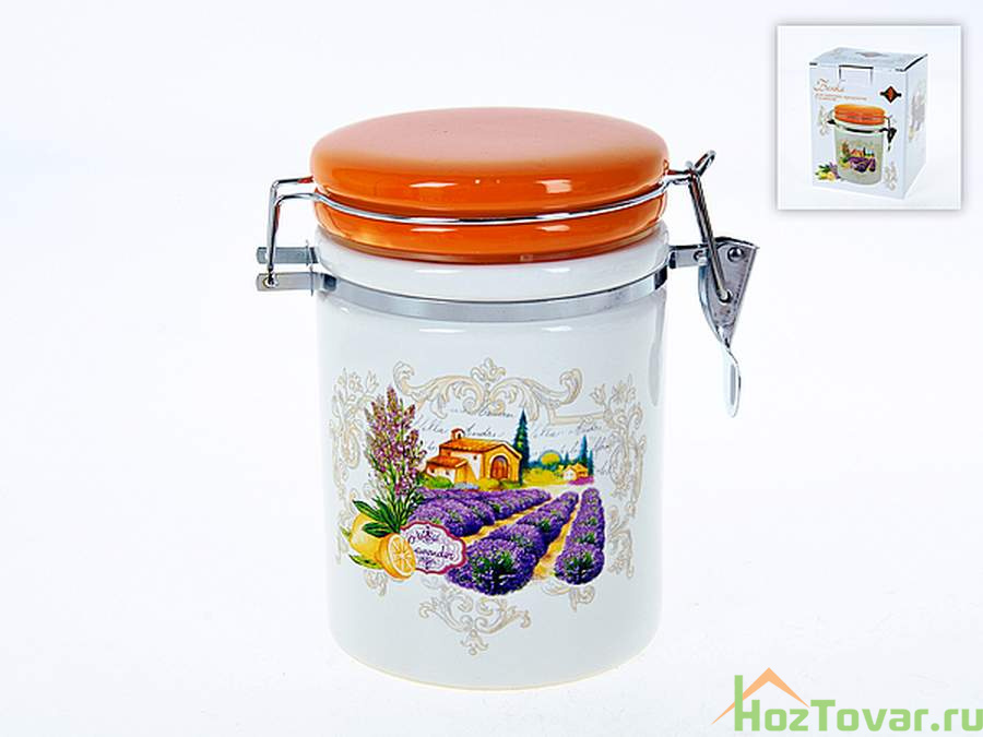 Банка для сыпучих продуктов (клипс) "Прованс" d=10,5см h=16см v=800мл (подарочная упаковка)