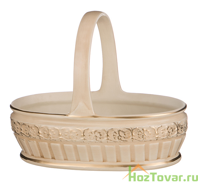 Корзинка овальная "КРЕТЕНС" бежевая глянец 34*20*28 см.