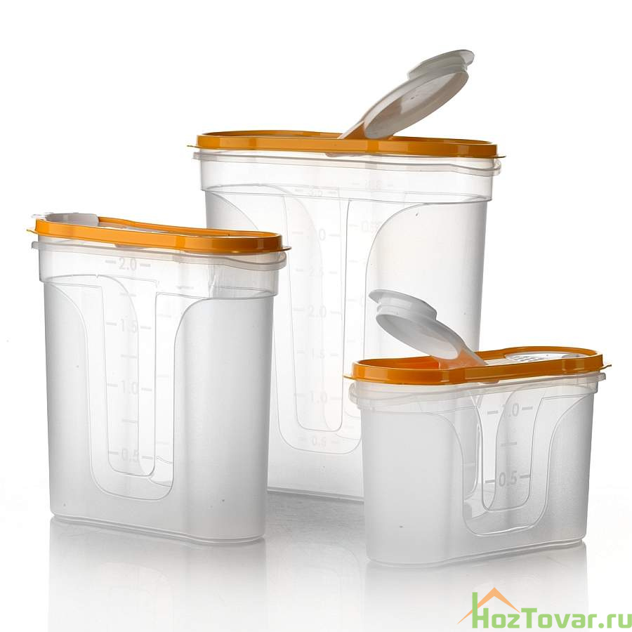 Набор банок для сыпучих продуктов, 1,3 + 2,2 + 4,0 л 11175